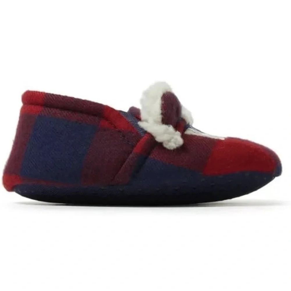 Dearfoams Cozy Baby Bear Plaid Slippers Sz 3-4 NWT FREE SHIPPING